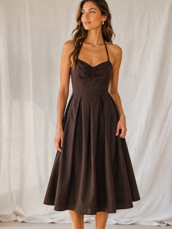 J. Crew Dresses & Skirts - J.Crew  Fit & Flare Halter Dress Size 2 100% Cotton Full Skirt Preppy Cocktail